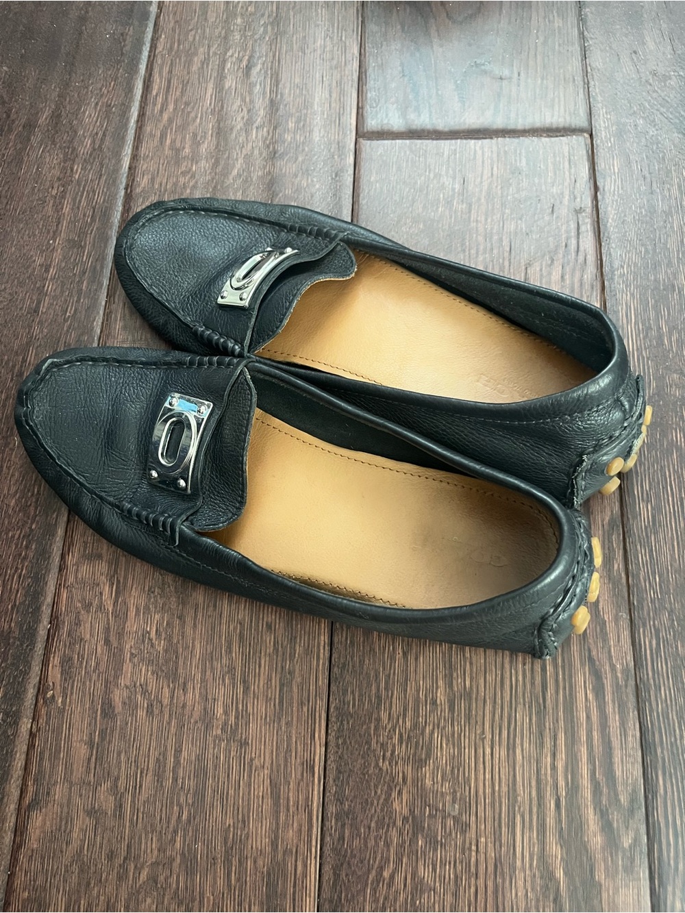 COACH Napoleon Black Leather Driving Loafers Size 9B